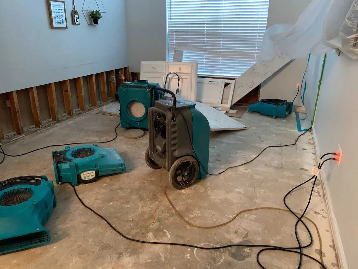 Dehumidifier in flood-cut room for Water Extraction & Removal in Brentwood